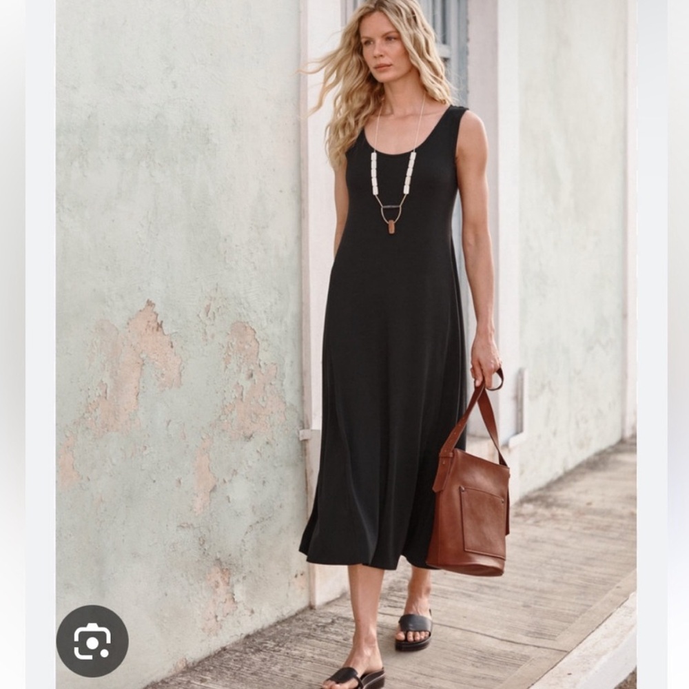 Garnet Hill XS NEW Midi Tank Dress Tencel‎ Minimal Classic